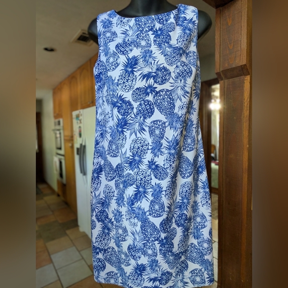 Alyx Dresses & Skirts - Alyx White Dress with Blue Pineapple Print. Size 6